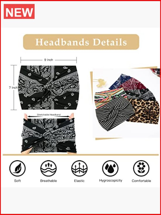 7\'\' Boho Turban Headband Large Hairband Twisted Hair Accessories 6 Pack main image 5